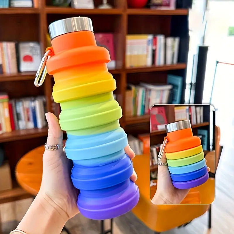 Collapsible Silicone Water Bottle with Carabiner