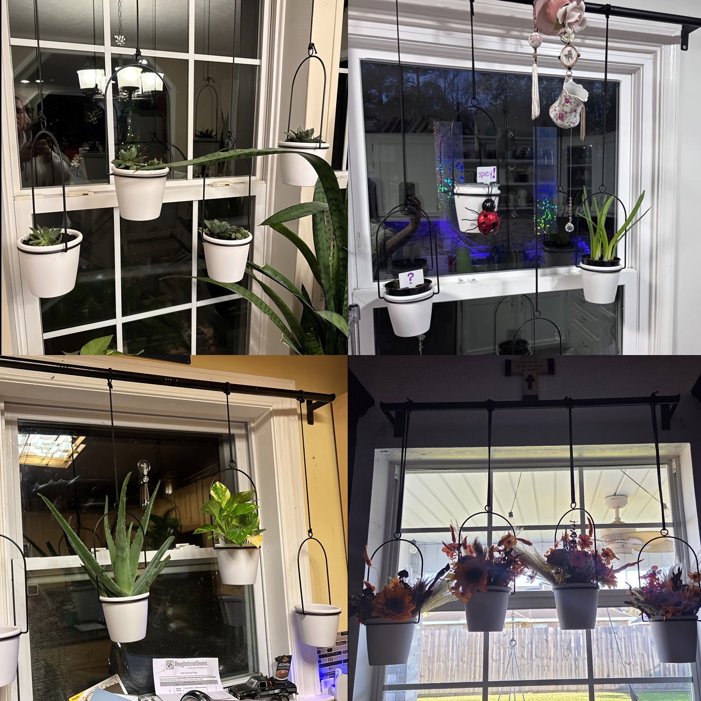 1 Set Expandable & Slide-Out Kitchen Rack with 5 Flower Pots