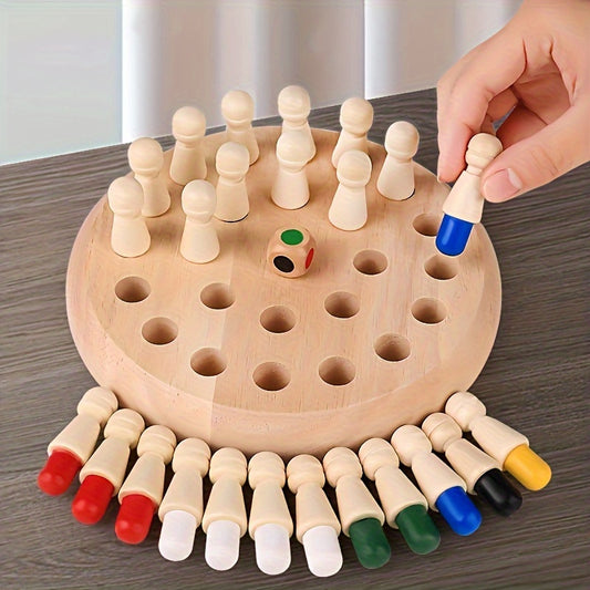 Wooden Memory Matching Game - Educational Chess Puzzle For Kids And Adults