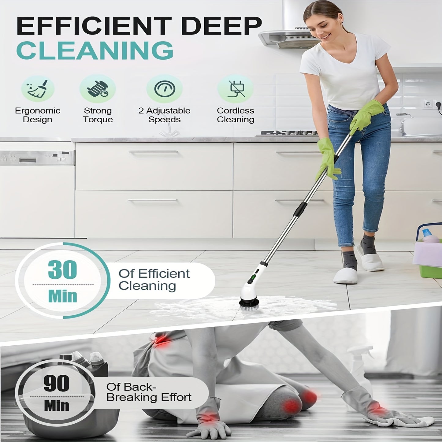 2H Power Dual Speed Cordless Electric Rotary Cleaner