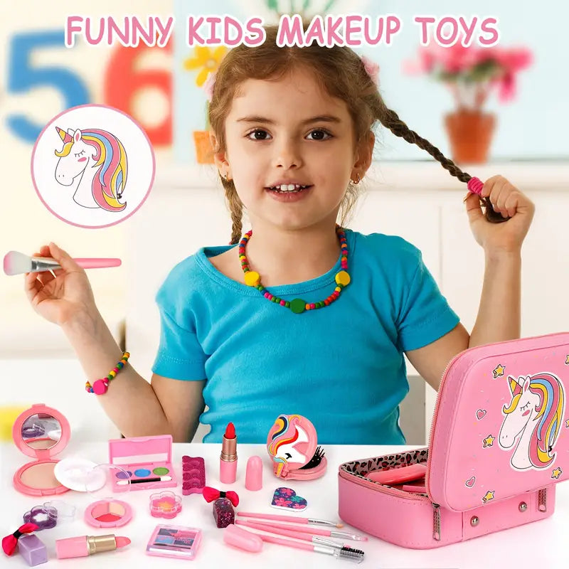 Princess Unicorn Makeup Kit for Girls - Deluxe Suitcase with Real Cosmetics