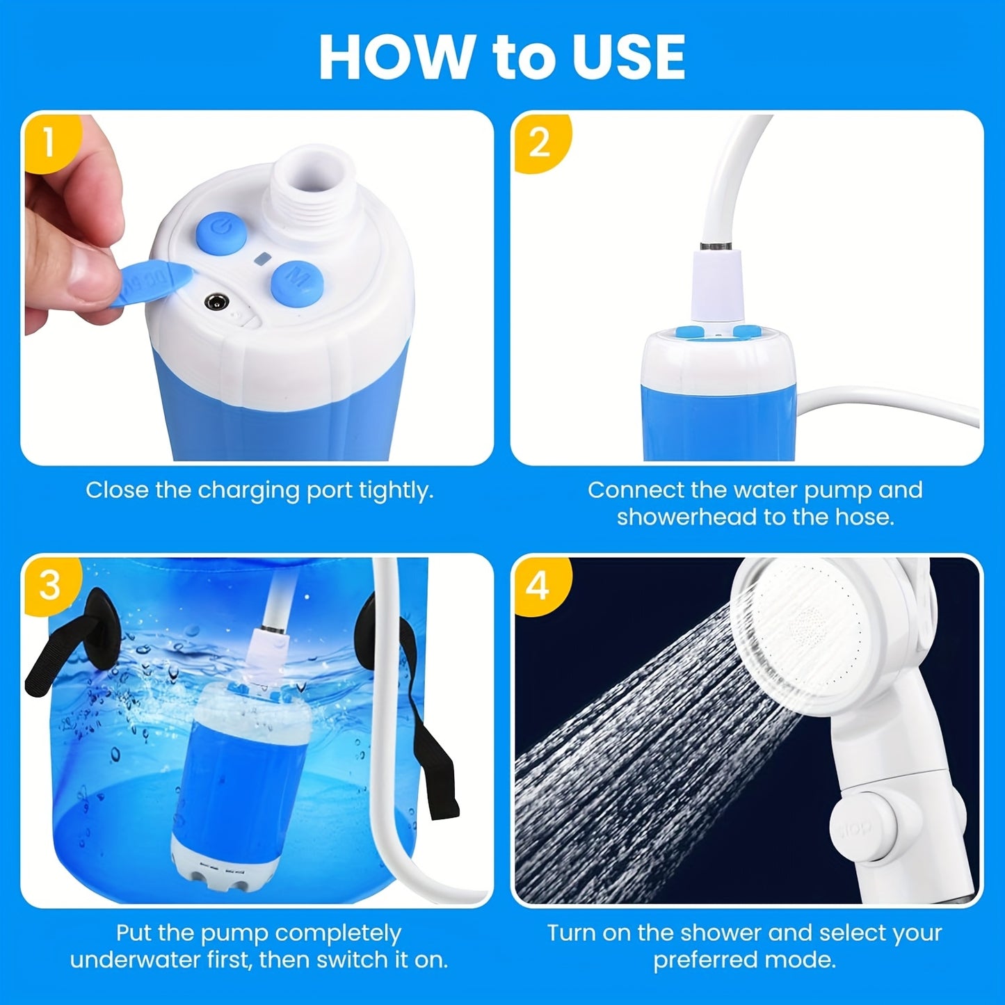 USB Rechargeable, Portable Shower