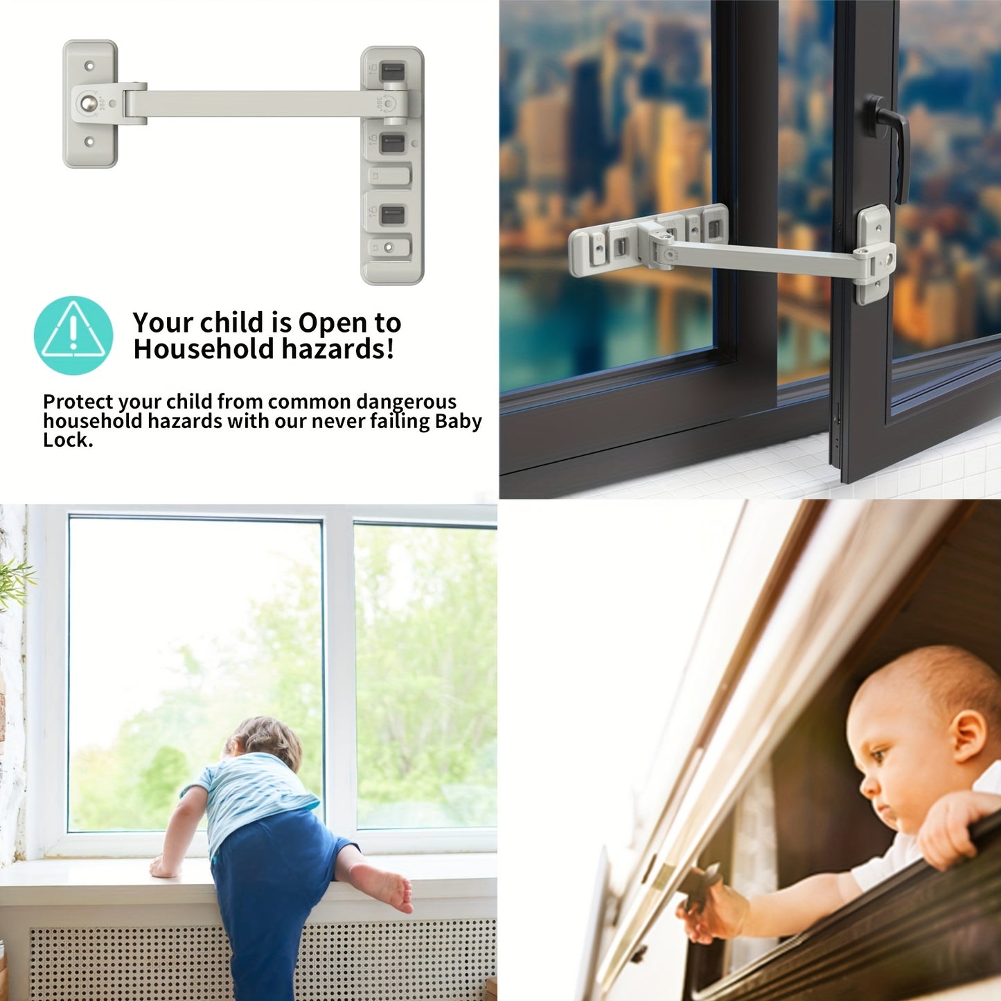 1-Pack Child Safety Window Lock, Sliding Door Window Restrictor