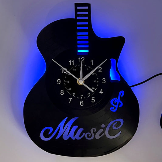 Unique Guitar Design Vinyl Record LED Wall Clock