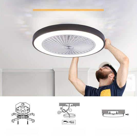 Sleek Flush Mount Ceiling Fan with LED Light