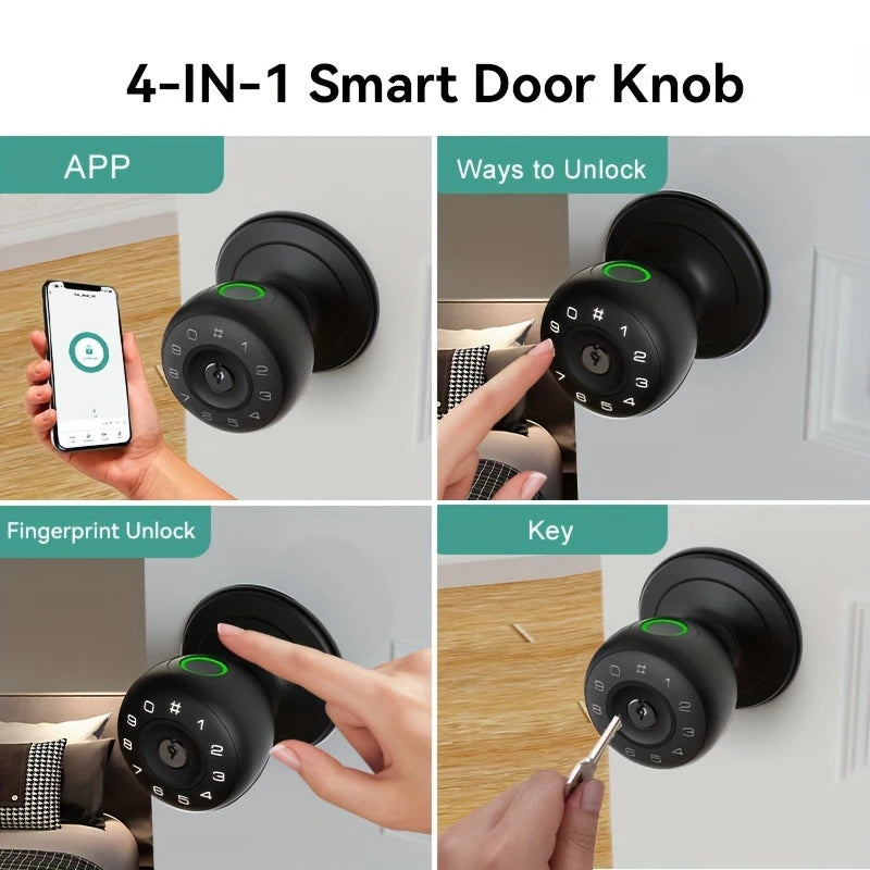 Smart Door Lock Handle with Voice Announcement & Wireless