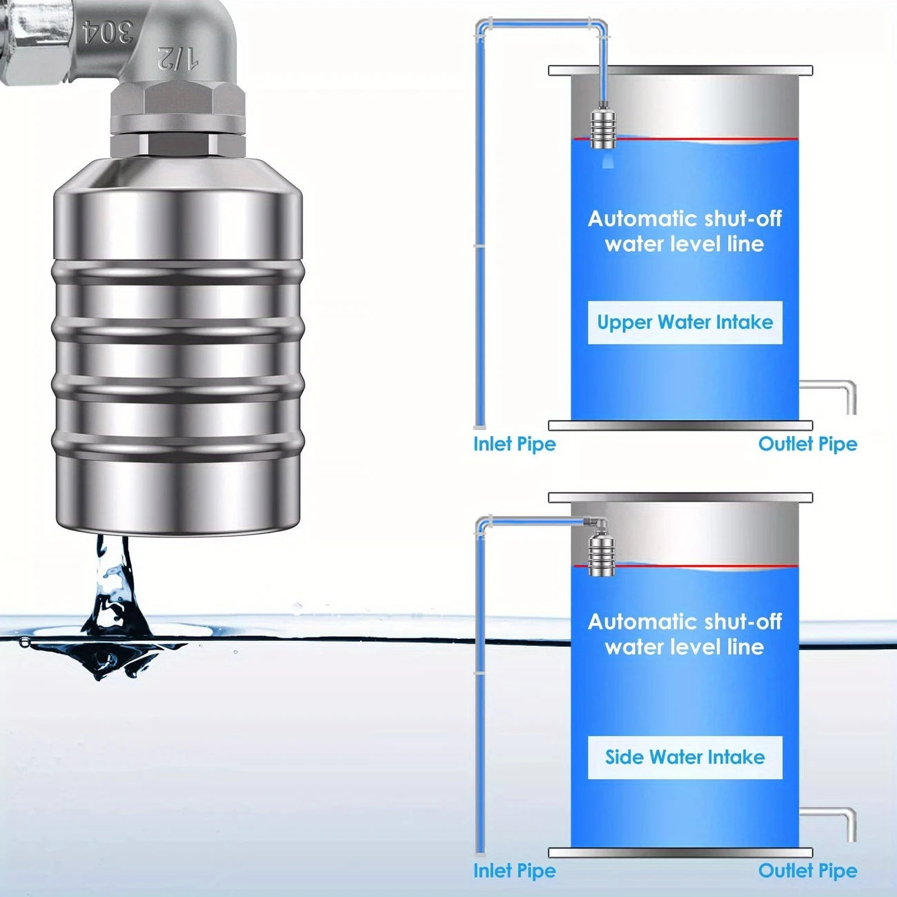Stainless steel automatic water level control float valve