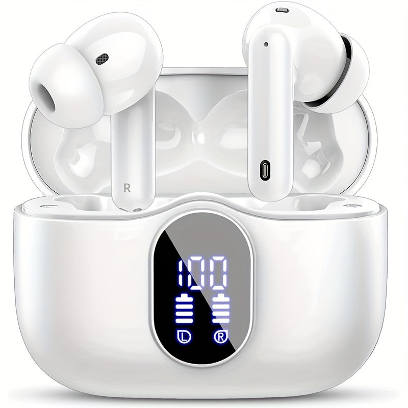 Wireless Earphones,Earphones with Noise Cancelling Microphone And LED Display Screen