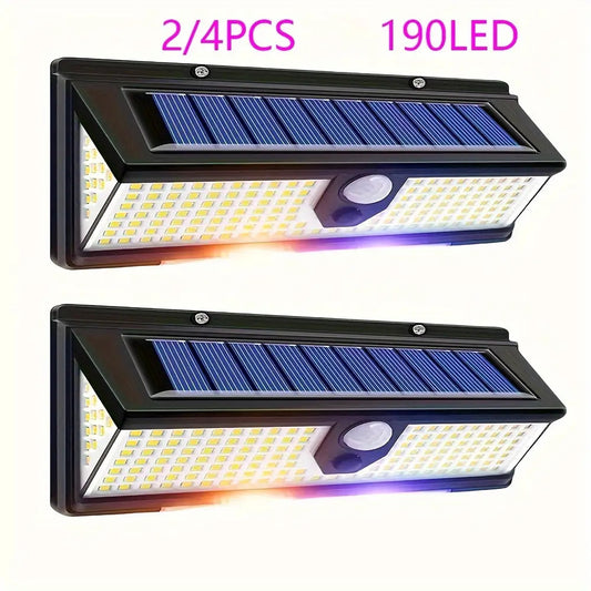 2pcs 190 LED Solar Motion Sensor Upgrading Wall Light