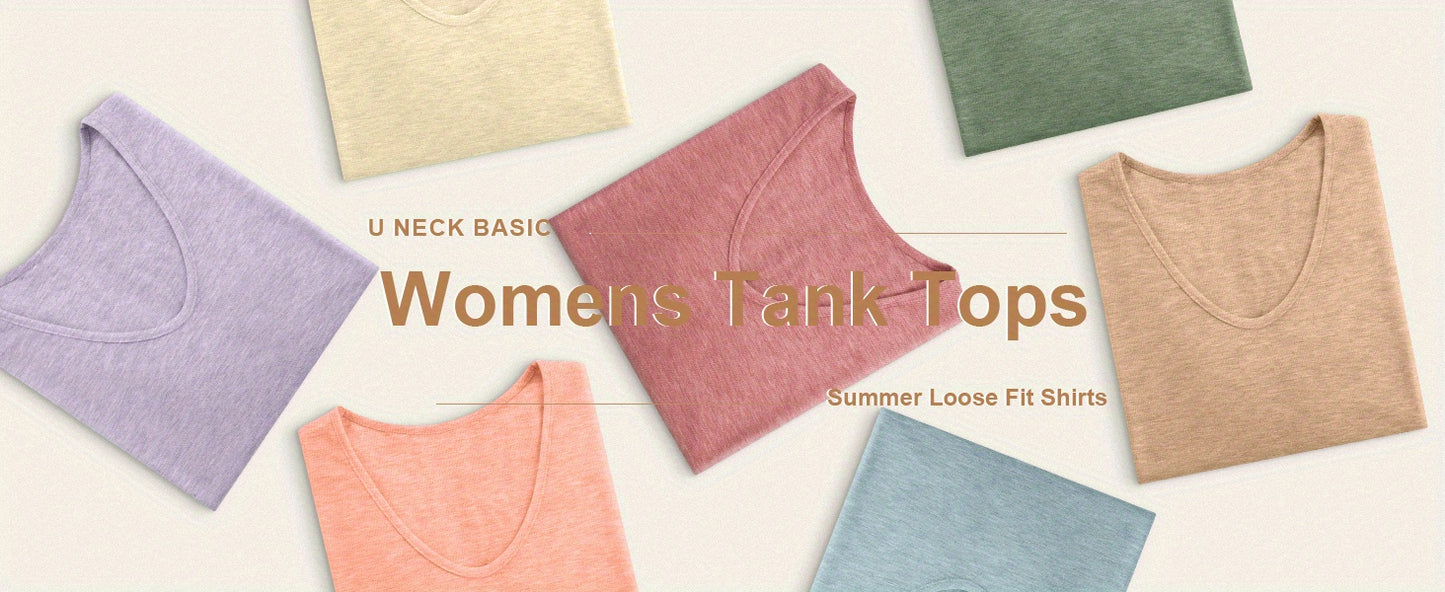 Women's V Short Sleeve Tank Top T T-shirt Spring Summer Casual Loose Basic Top 2025Fashion Clothing