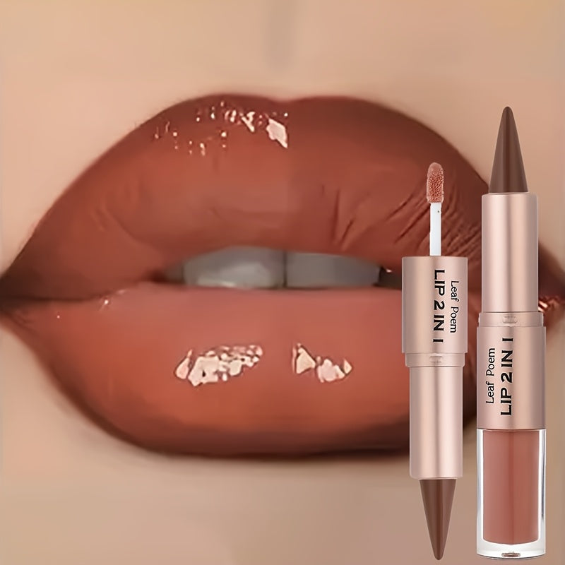 Double-Ended Lip Gloss with Matte Lip Line and Mirror Finish