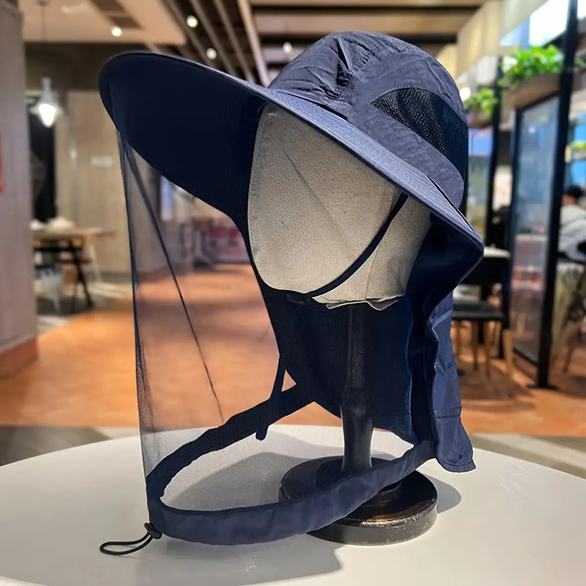 Breathable Mesh Sun Hat with Integrated Face Mask and Shawl