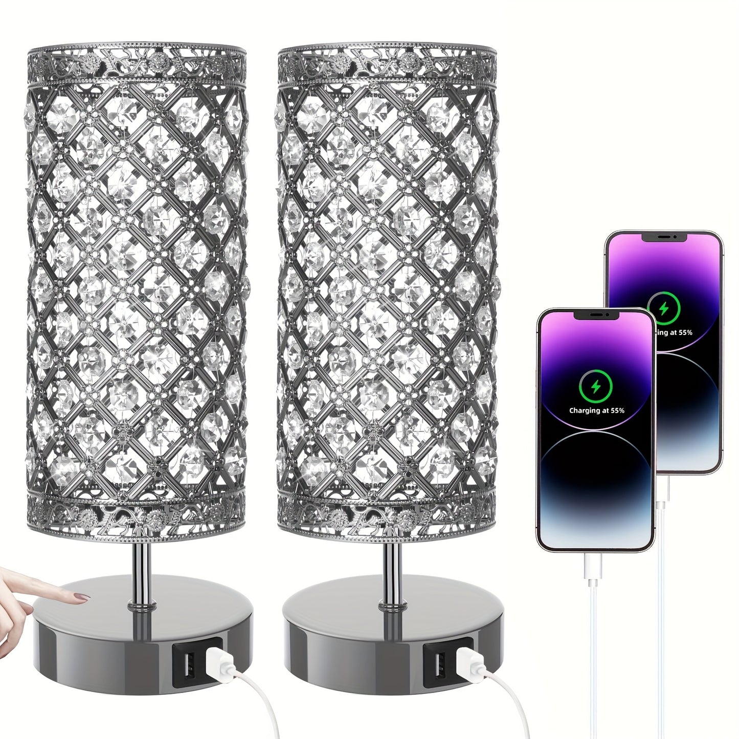 1 Pack Touch Control Crystal Table Lamp