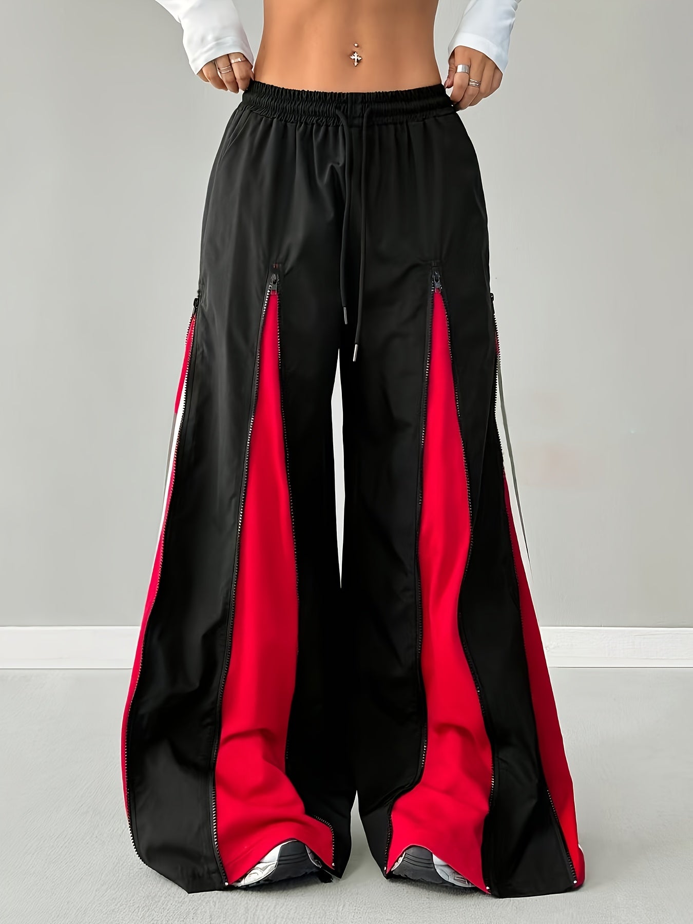 Women'S Casual Cargo Pants with Contrast Color Block Design