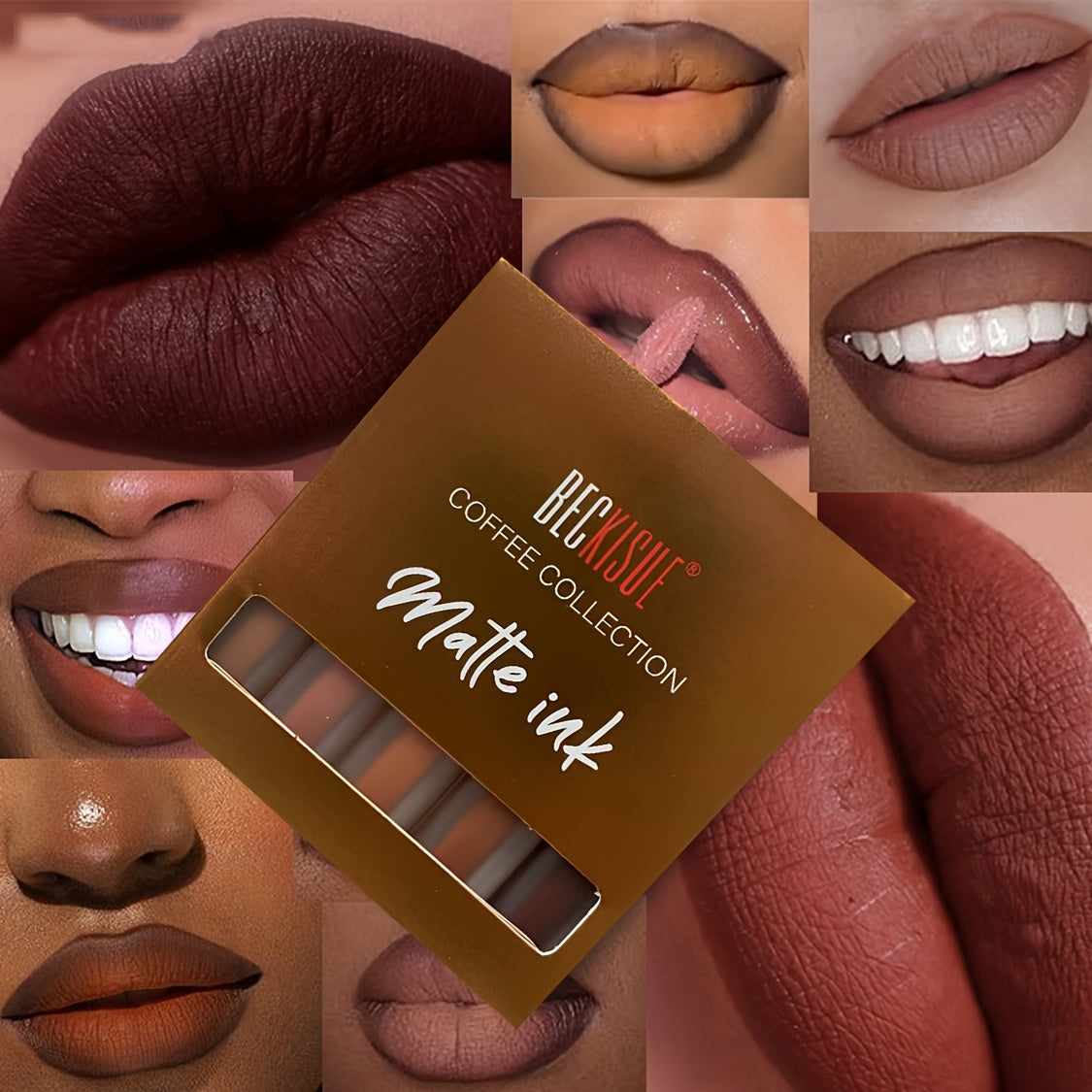 Coffee Color Matte Velvet Lipstick Set 5pcs