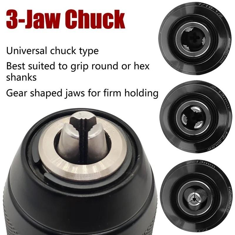 Threaded interface full metal hand-tight drill chuck