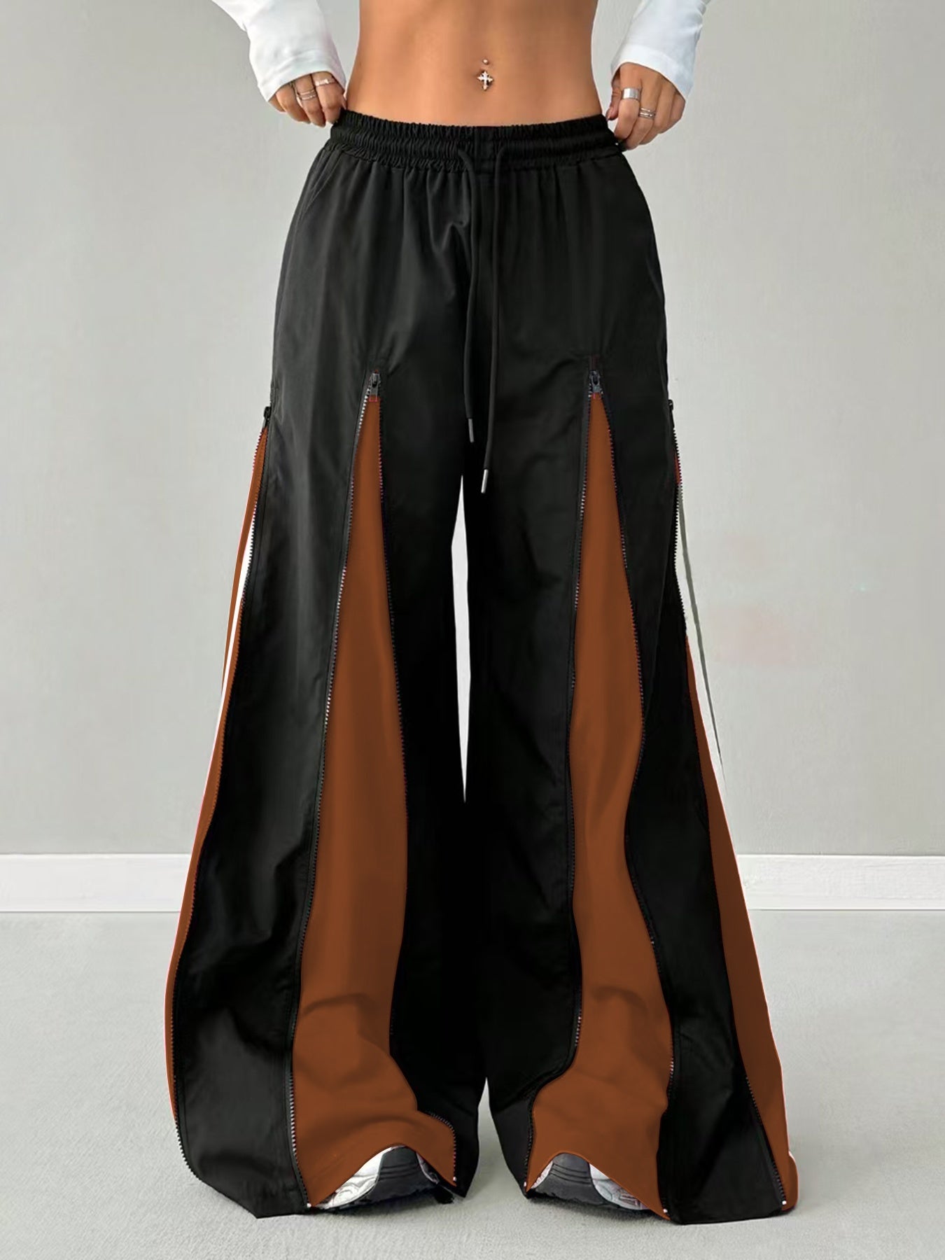 Women'S Casual Cargo Pants with Contrast Color Block Design