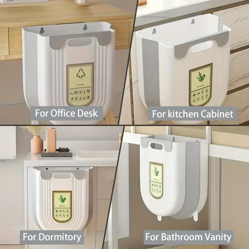 Wall-Mounted Trash Can with Self-Adhesive Hooks