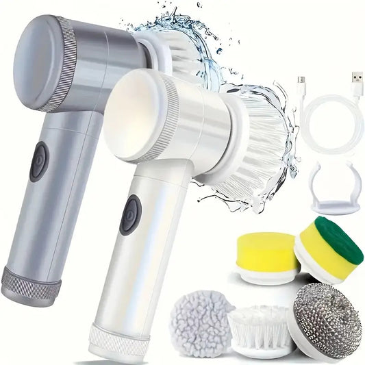 Electric Rotary Brush with 5 Replaceable Brush Heads