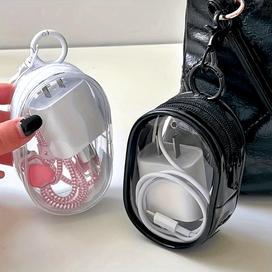 Transparent Mini Cable Organizer Boxes with Keychain