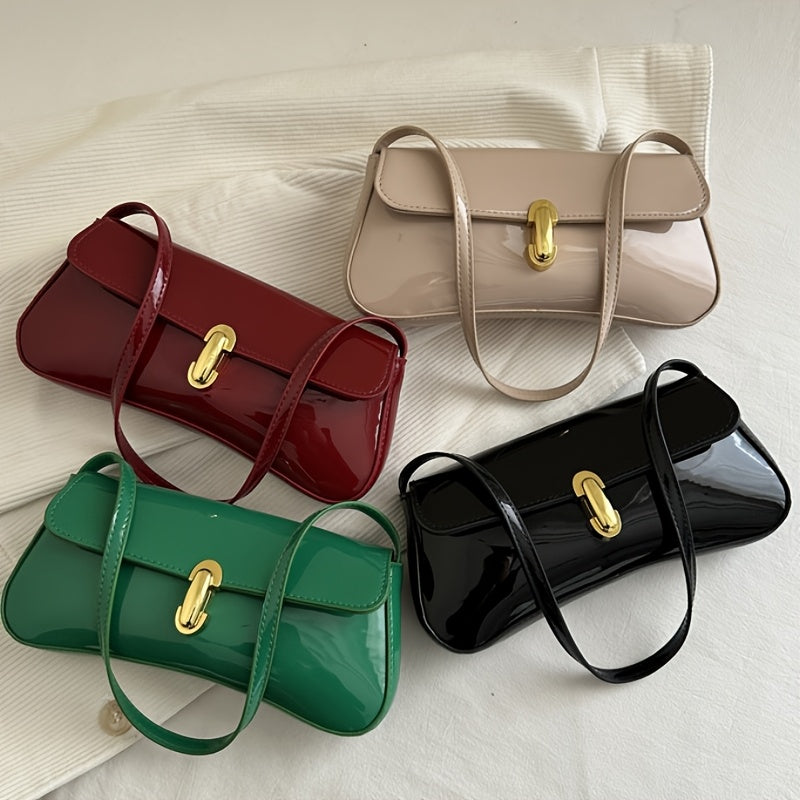 Women's Elegant Glossy Crescent Crossbody Bag