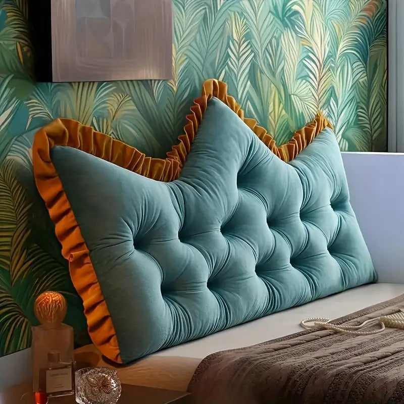 Vintage Style Tufted Backrest Pillow with Ruffle Trim