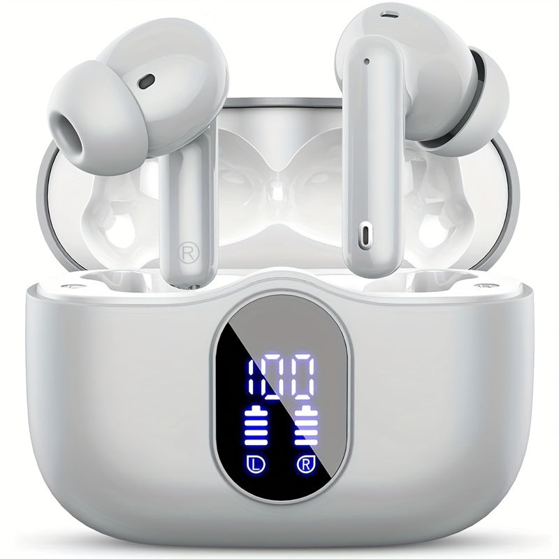 Wireless Earphones,Earphones with Noise Cancelling Microphone And LED Display Screen