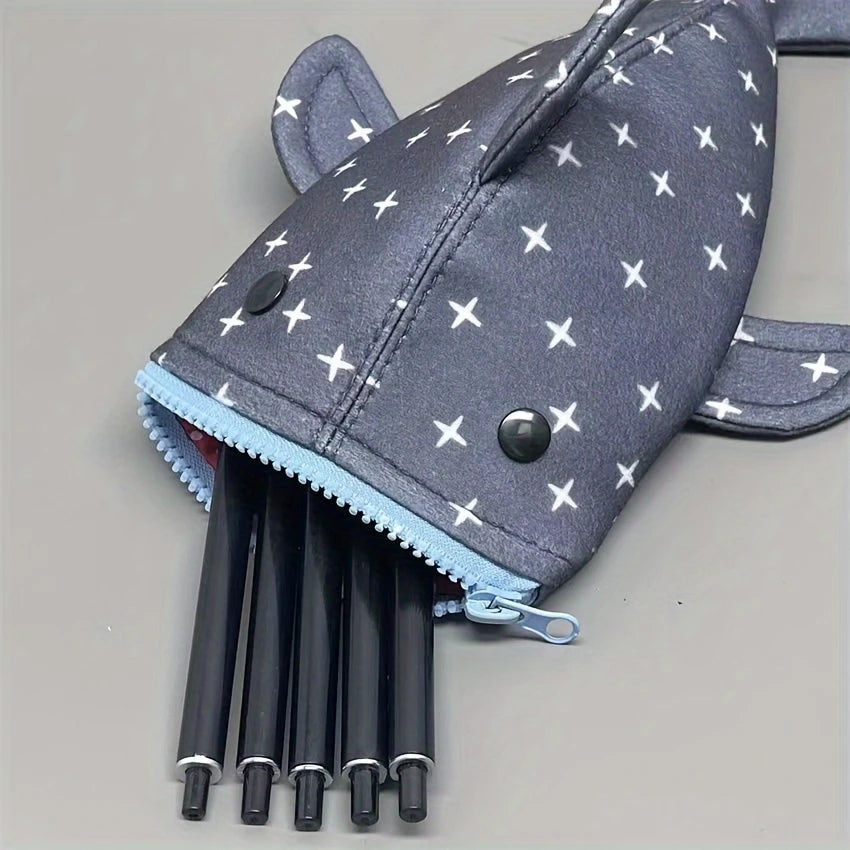 1-Piece Cute Blue Shark Fish Pencil Case