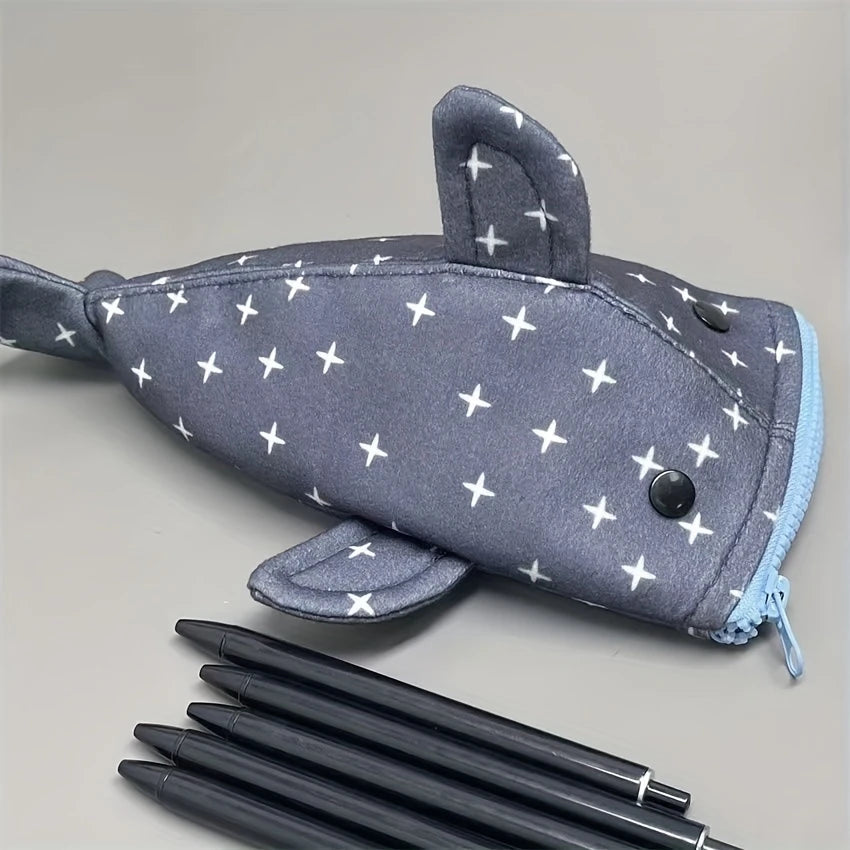 1-Piece Cute Blue Shark Fish Pencil Case