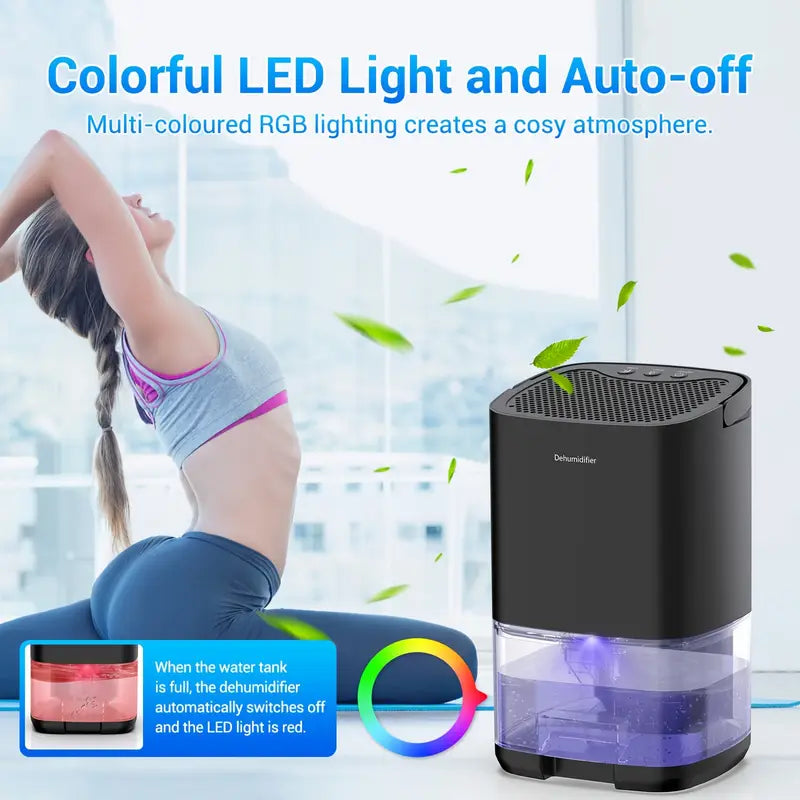 Ultra Quiet & Auto Shut Off LED Portable Mini Dehumidifier For For