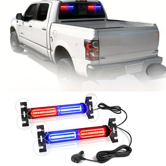 2in 1 Red Blue Car Grille LED Front/Rear Windshield Lamps