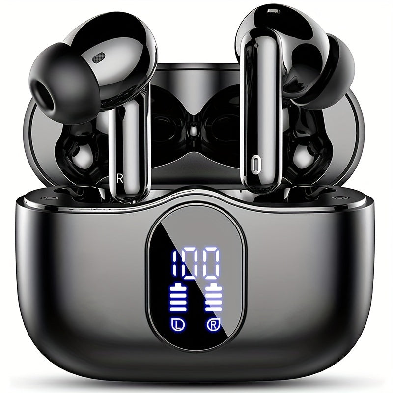 Wireless Earphones,Earphones with Noise Cancelling Microphone And LED Display Screen