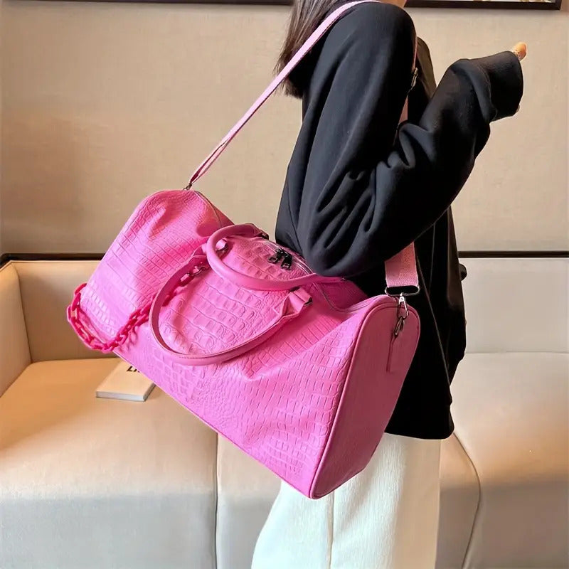 Large Capacity Crocodile Embossed Sports Bag