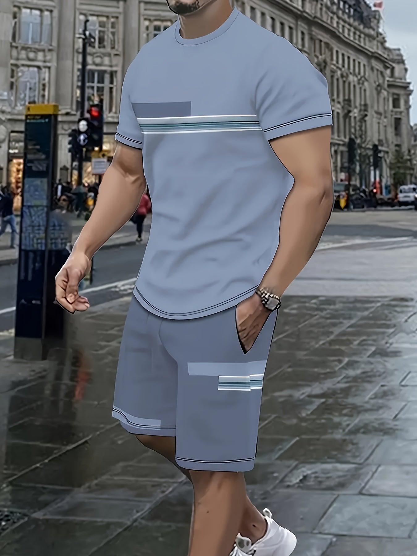 Men's Casual 3D Print T-Shirt & Shorts Set