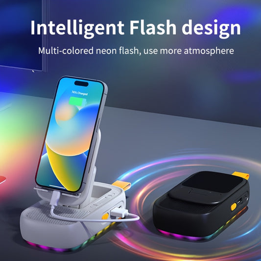 LED Colorful Light Phone Holder with Wireless Speaker and Power Bank