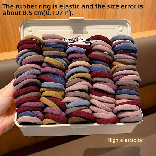 [300pcs Vintage Hair Ties]Mixed color solid color hair band set