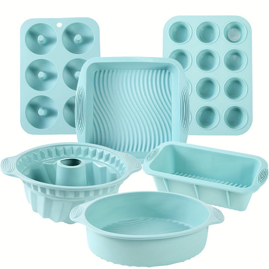 6pcs Silicone Kitchen Baking Pan, Nonstick Silicone Baking Pan, Silicone Cake Mold