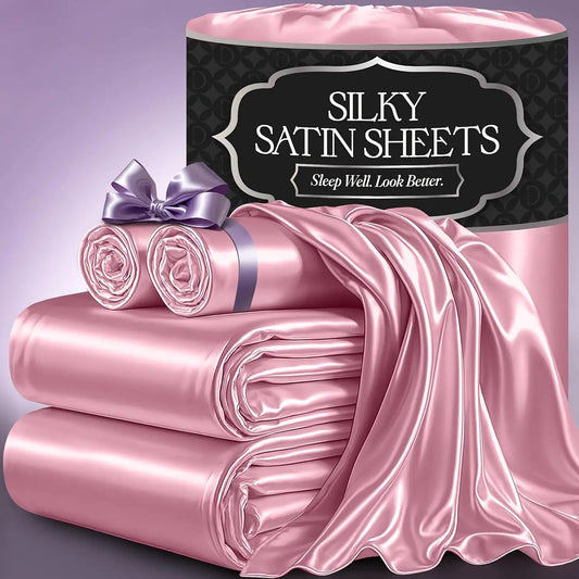 4pcs Cooling & Silky Satin Sheet Set