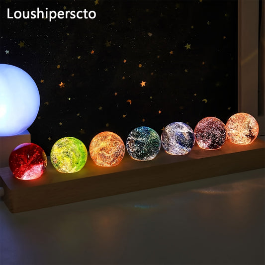 7pcs Spheres LED Night Lighting Crystal Ball Meditation Living Room Decoration Ball