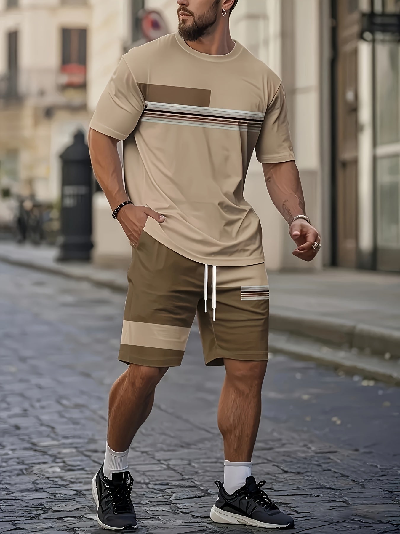 Men's Casual 3D Print T-Shirt & Shorts Set