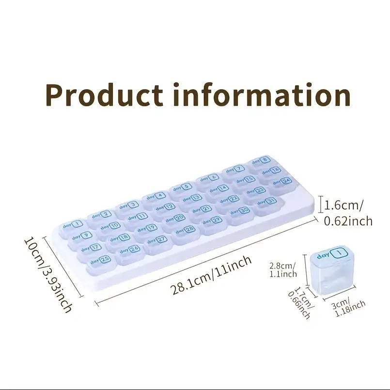 Deluxe 31-Day Pill Organizer - Thick, Durable PP Material