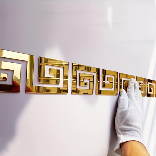 30pcs Glam Style Geometric Pattern Acrylic Mirror Wall Stickers