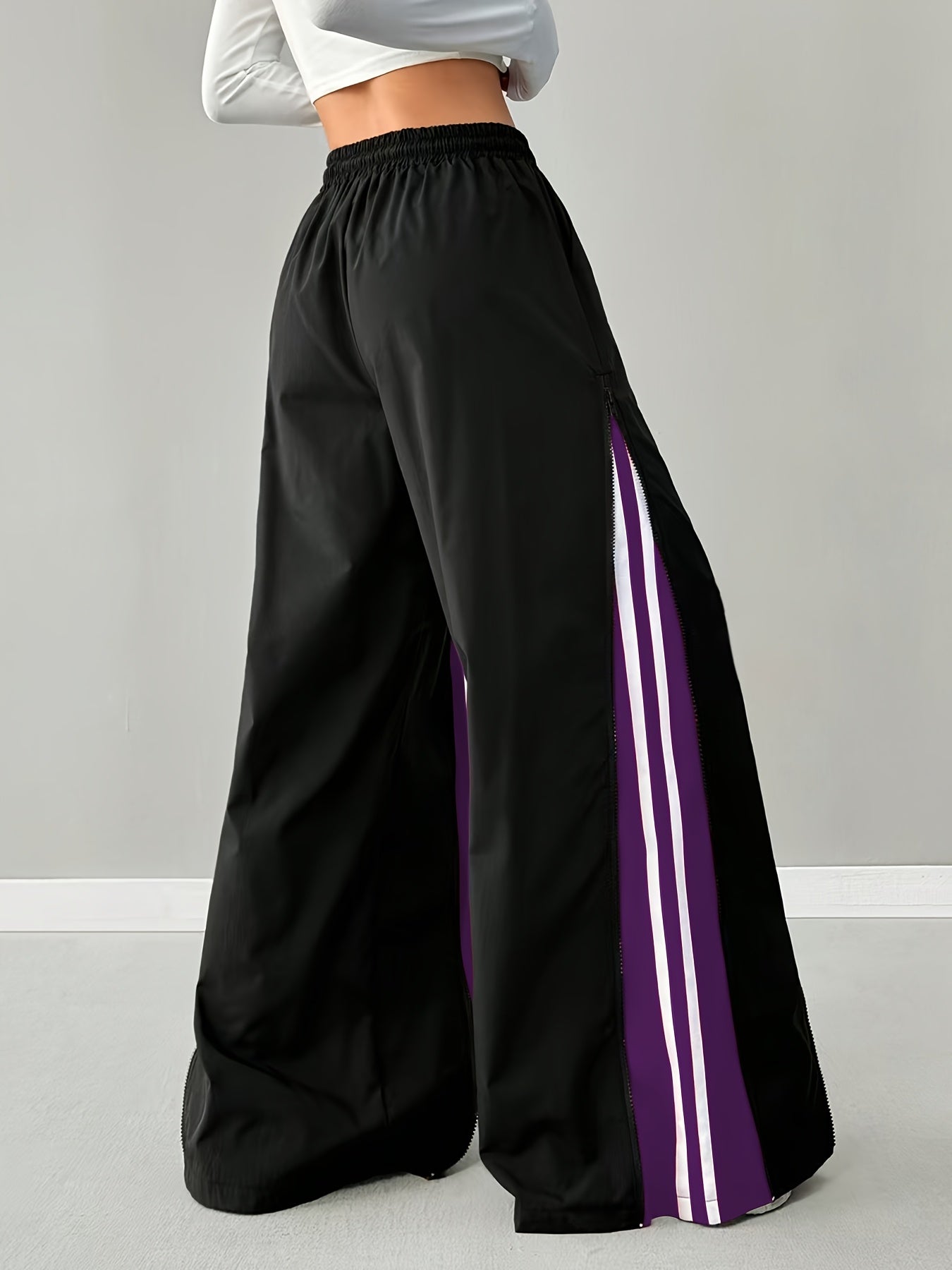 Women'S Casual Cargo Pants with Contrast Color Block Design