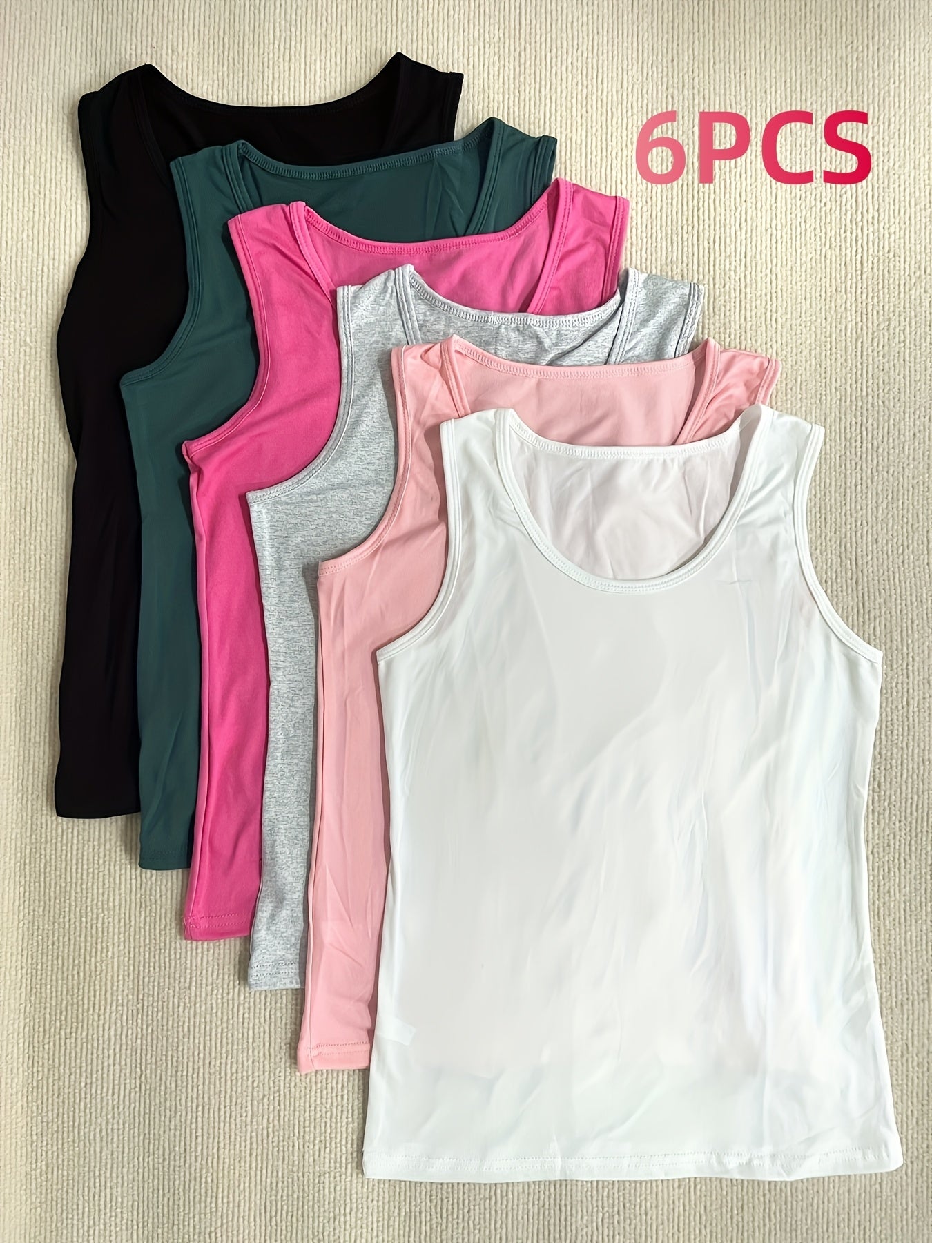 Summer Simple 6pcs Women's Strap Tank Tops