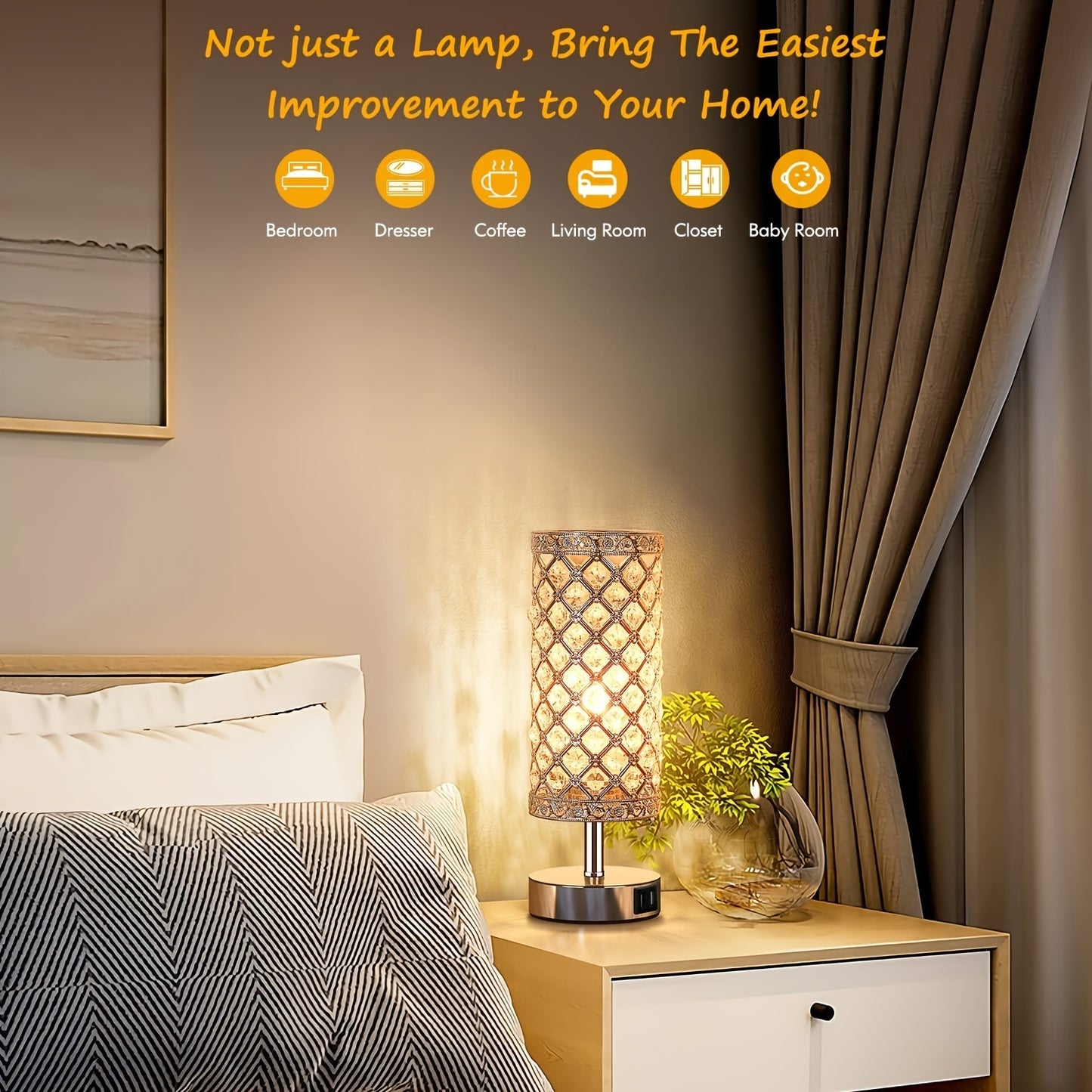 1 Pack Touch Control Crystal Table Lamp