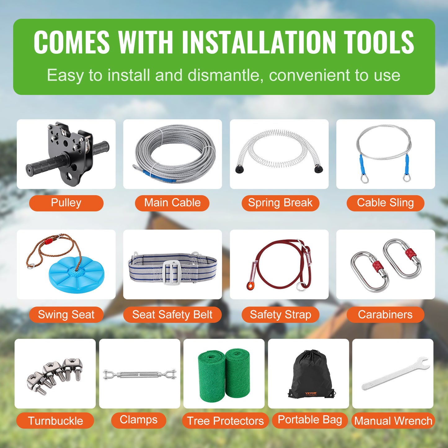 Zip line Kits for Backyard160ft Zip line Kit