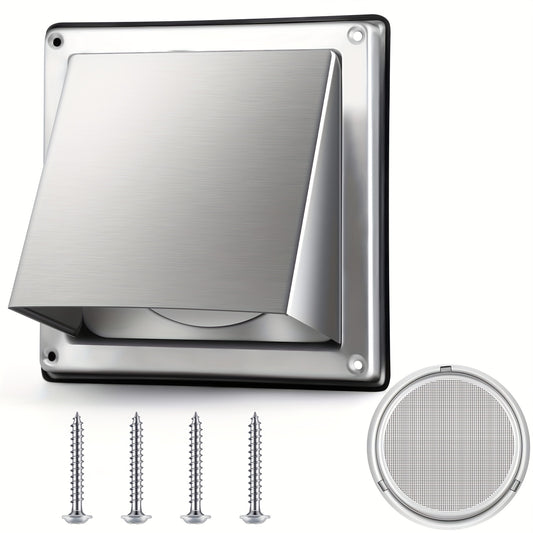 4" Outdoor Dryer Vent Cover with Stainless Steel Screen Silver Guard