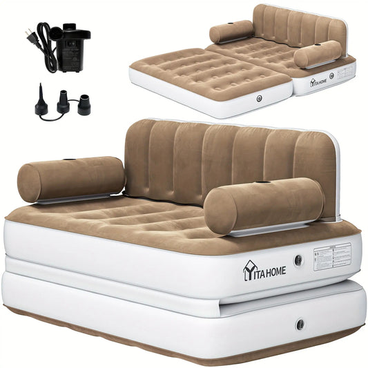 Inflatable Air Sofa Bed 2-in-1 Backrest Couch Airbed