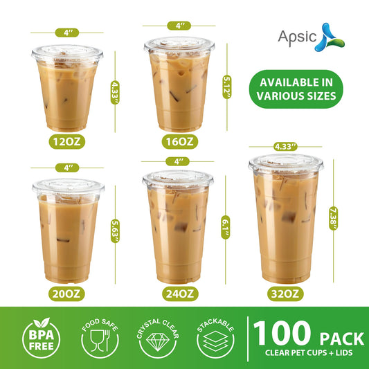 100 Set Clear Plastic Cups