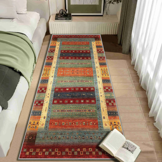 Vibrant Abstract Geometric Crystal Velvet Runner Mat